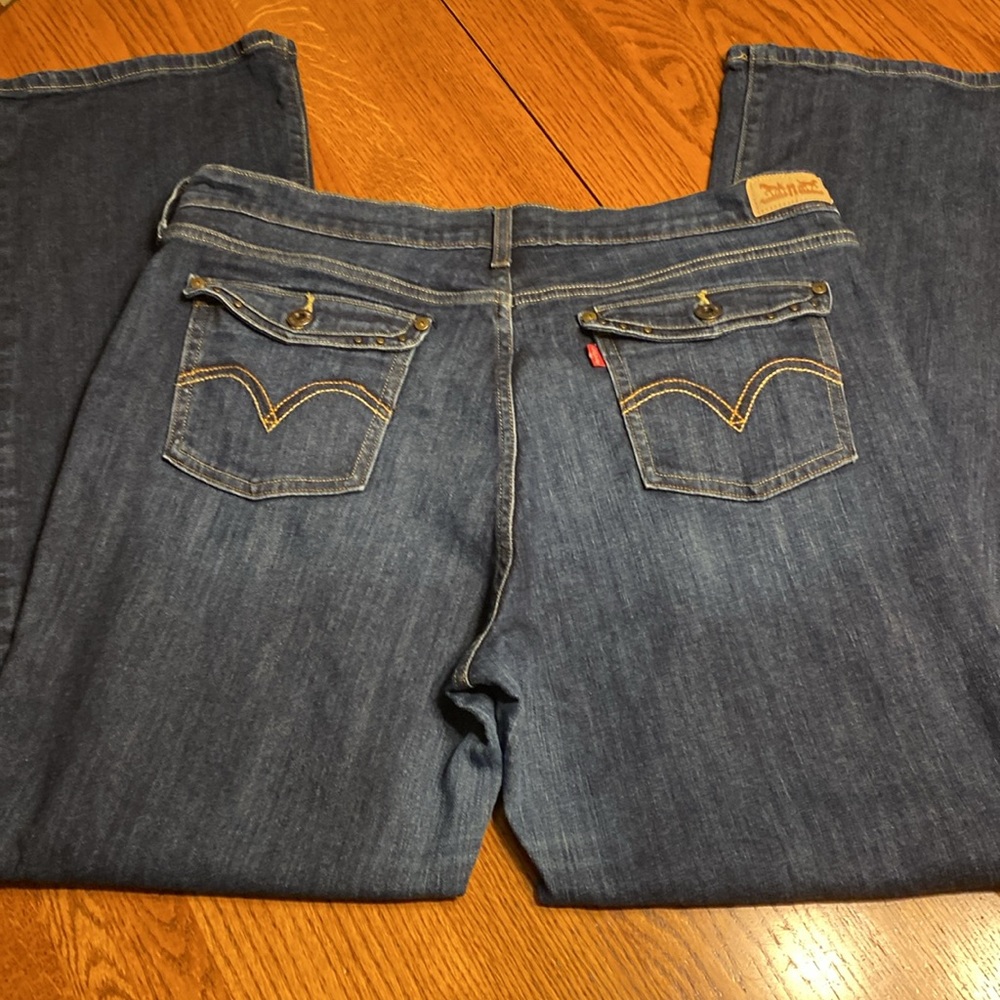 Levi's Jeans Womens 16 Bootcut 515 Button Flap Studded Mid Rise Stretch Denim